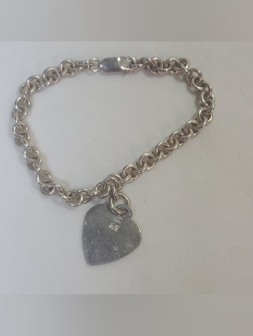 Modena Italy 925 Signed MO 925 Sterling Silver Heart Charm Bracelet